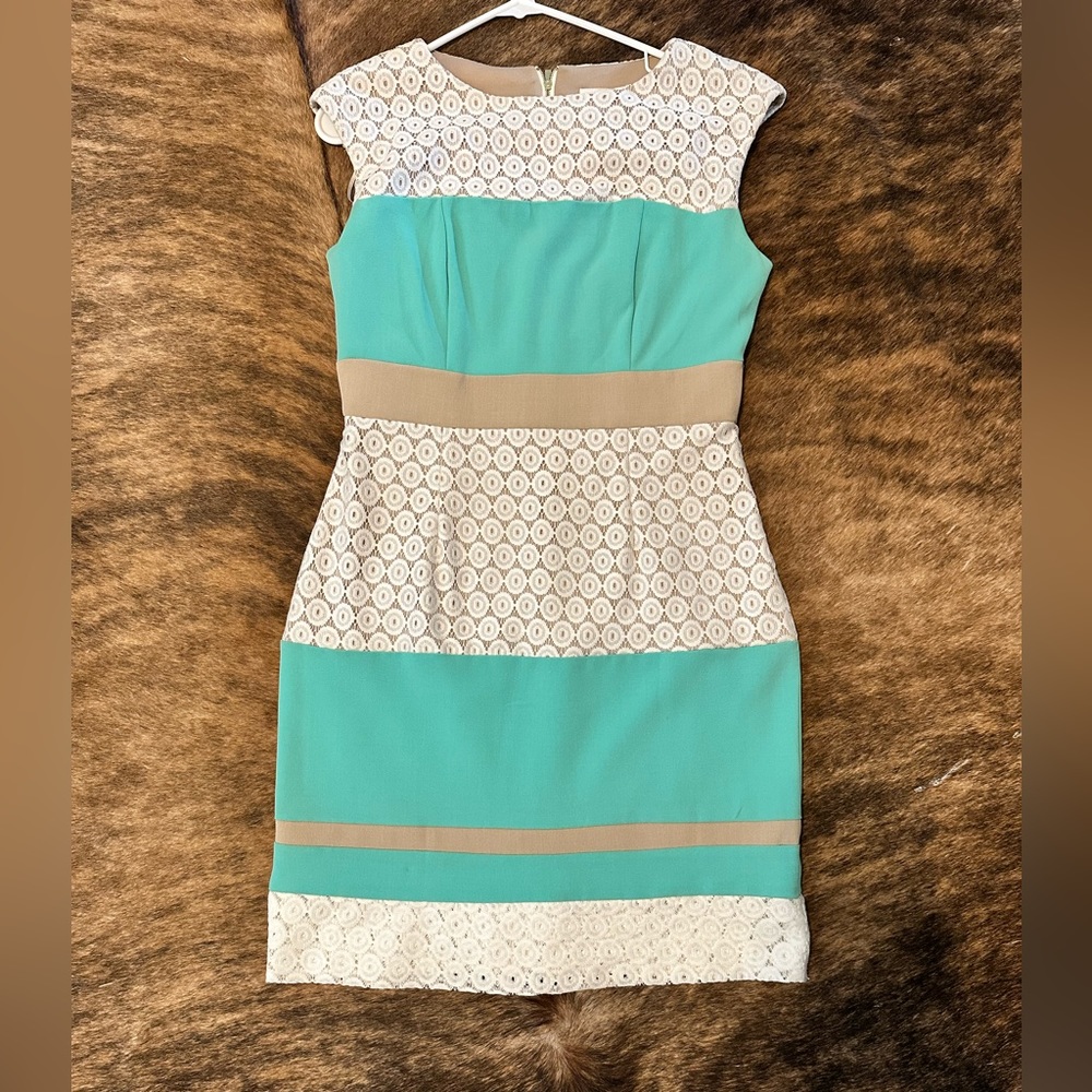 Turquoise/White Lace Dress